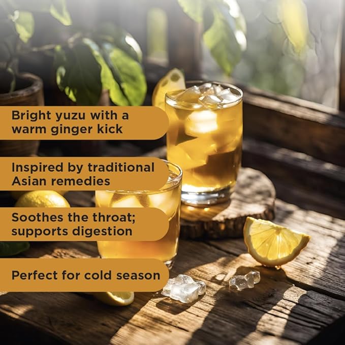 The Harmony Honey Yuzu (20 Sticks) Premium Black Tea, with Ground Ginger, Rich in Antioxidants, Vitamin C & L-Theanine, Sweetened with Real Honey, Enjoy Hot or Cold