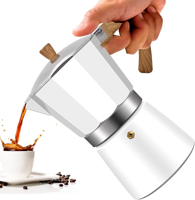 Vaolvpant 12 Cup Aluminum Moka Pot Classic Stovetop Espresso Coffee Maker 600ml 20oz Coffeemaker Percolator Mocha Express Preferred Cafe Makers for Italian and Cuban Café Brewing White