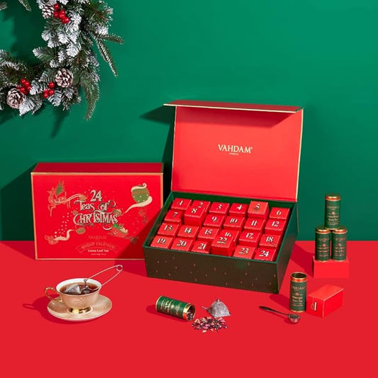 VAHDAM, Advent Calendar 2026 (500g/17.63oz) 24 Unique Loose Leaf Tea - Exclusive Holiday Tea Gift Sets | Christmas Advent Calendar 2026 for Adults | Advent Calendar 2026 Adult Women & Men