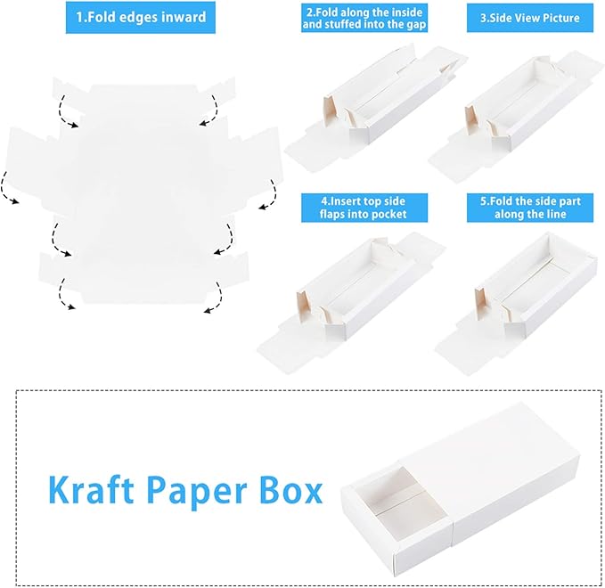 BENECREAT 16 Pack Kraft Paper Drawer Box 6.5x4.5x1.7 Festival Gift Wrapping Boxes Soap Jewelry Candy Weeding Party Favors Gift Packaging Boxes, White