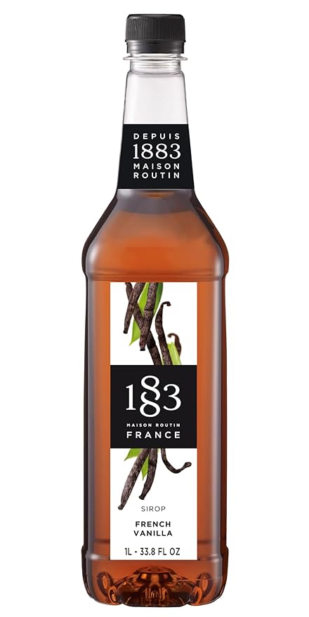 1883 French Vanilla Syrup for Drinks, Made in France, 1 Liter Plastic Bottle