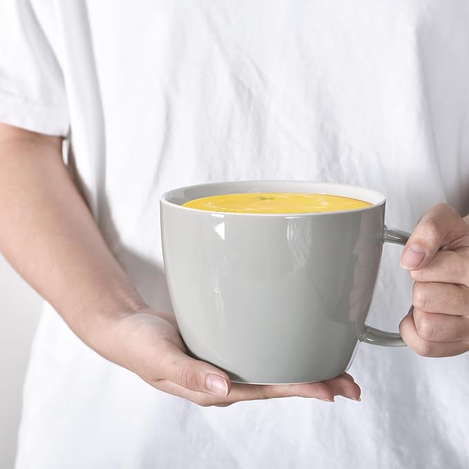 Coffee Mug, Microwavable Large Soup Bowl with Handle, for Hot Chocolate, Soup, Coffee, Milk and Tea, Jumbo Ceramic Coffee Cup Lead-Free, Cadium-Free, Dishwasher Safe, 30 OZ, Slate (Grey)