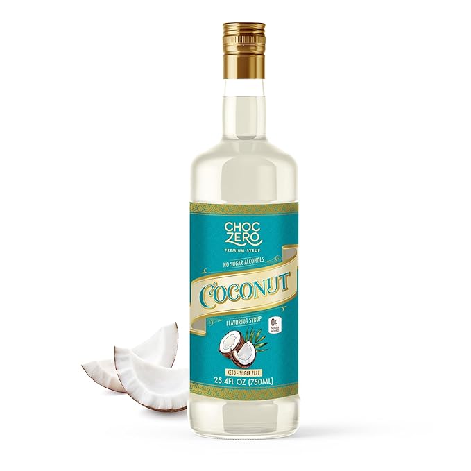 ChocZero Sugar Free Coconut Flavoring Syrup – Keto Friendly, Zero Sugar & Low Calorie, No Sugar Alcohols – 25.4 Fl Oz
