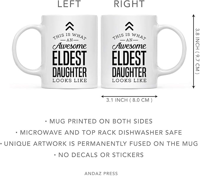 Andaz Press 11oz. Ceramic Coffee Tea Mug Thank You Gift, This is What an Awesome Eldest Daughter Looks Like, 1-Pack, Birthday Christmas Gift Ideas Coworker Him Her, Includes Gift Box