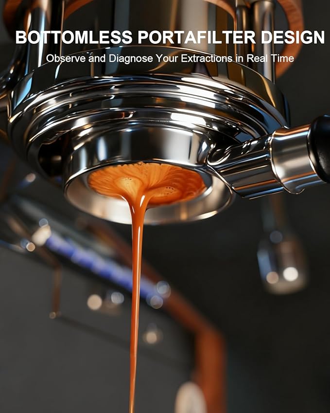 58mm Bottomless Portafilter For Breville, 2 Ears Slim Naked Portafilter Fits Breville Espresso Machines BES900XL, BES920XL, BES980XL, BES990BSS with Aluminum Handle, 18g Double Shot Filter Basket