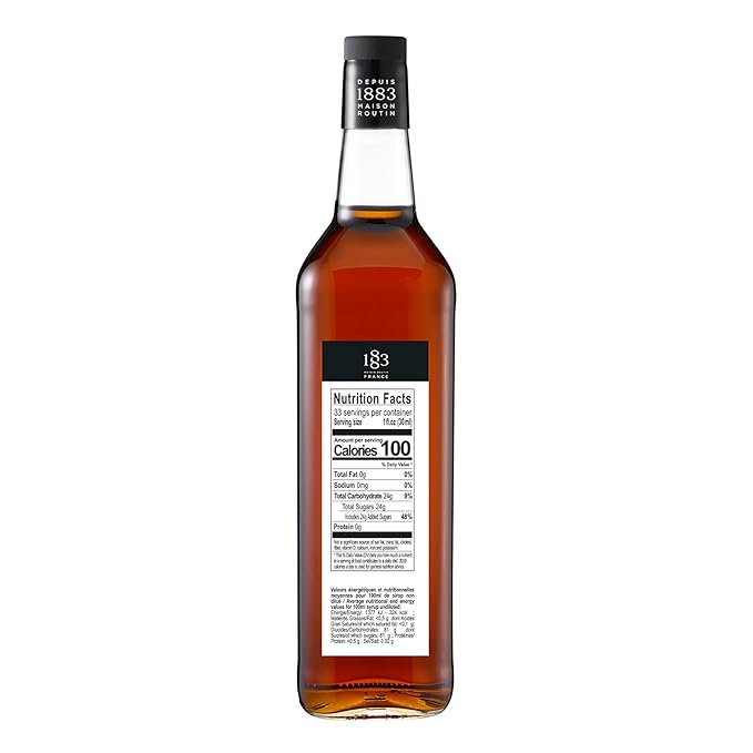 1883 Maison Routin - Caramel Syrup - Made in France - Glass Bottle | 1 Liter (33.8 oz)