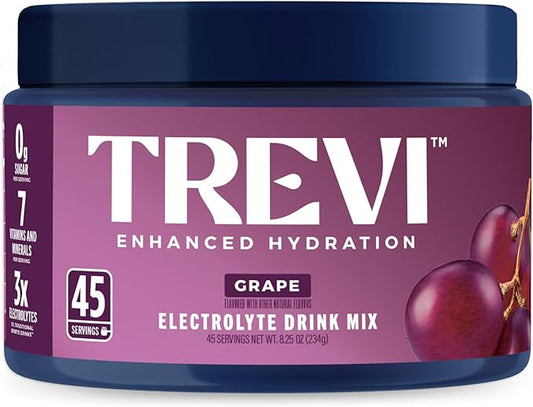 TREVI™ Sugar Free Electrolytes - Everyday Hydration Drink Mix Hydration Powder Multi Serving Tub - 45 Serving - Grape
