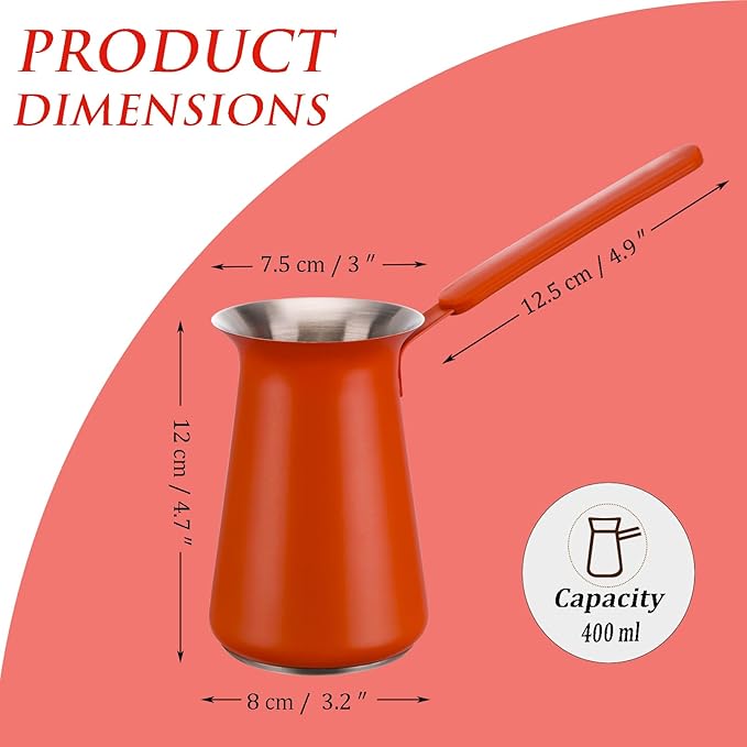 UNISWEET Turkish Coffee Pot - Coffee Maker, Briki Greek Turkish Pot, Arabic Tea Pot, Cezve/Ibrik Coffee Pot for Stovetop(400 ml,Serves 5)