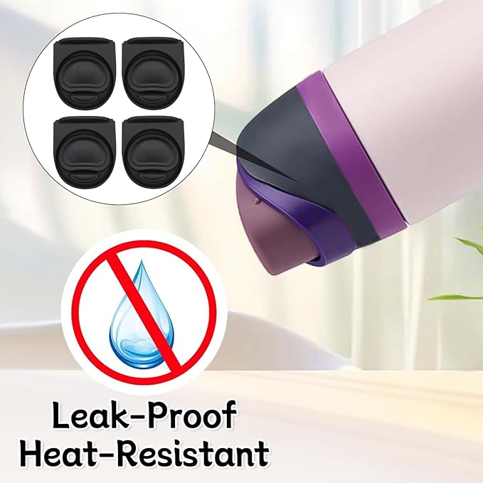 4pcs Replacement Stopper Compatible with Owala FreeSip 24oz 32oz,Water Bottle Top Gasket Lid for Owala 16/19/24/32/40oz Seal Bottle Mouth Cap Stopper Silicone Parts Insert Accessories (Black)