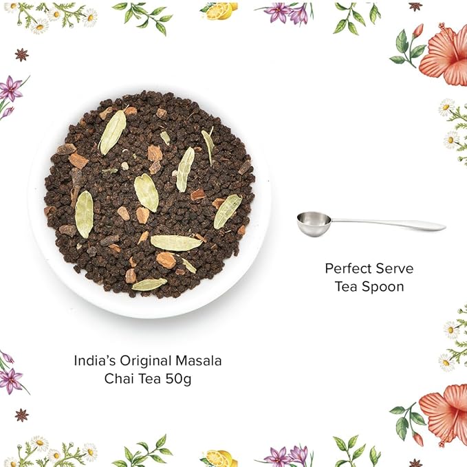 VAHDAM Masala Chai Gift Kit (1.75 ounce) | Signature Masala Chai Loose Leaf Tea in Tin Caddy with Premium Tea Spoon | Authentic Indian Chai Ritual | Elegant Gift Box