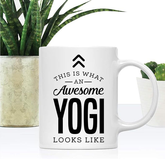 Andaz Press 11oz. Ceramic Coffee Tea Mug Thank You Gift, This is What an Awesome Yogi Looks Like, 1-Pack, Birthday Christmas Gift Ideas Coworker Him Her, Includes Gift Box