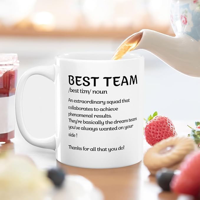 Joymade Personalized Ceramic Coffee Mug, Funny Custom Mug for Bestie, Friends, Couple, Coworker, Snowman Lovers (Best Team Coworker Scrabble)