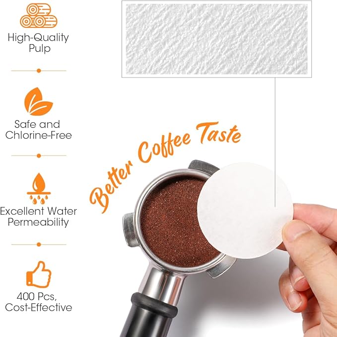 Aieve Espresso Paper Filter Compatible with Breville Barista Coffee Maker, 54 mm Portafilter Paper Filter Puck Screen Espresso Accessories (400 Pcs)