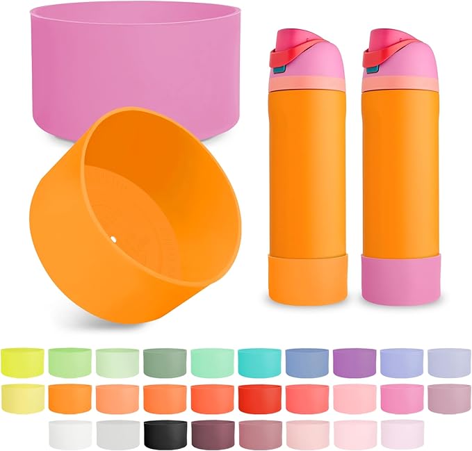 2PCS Silicone Boot for Owala 24oz FreeSip Water Bottle, Anti-Slip Scratch-Resistant Bottom Sleeve, Protective Sports Bottles Accessories, BPA-Free
