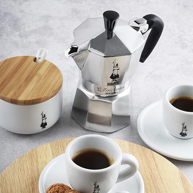Bialetti Moka Express Iconic Italian Stovetop Espresso Maker (Natural Silver, 6 Cups)