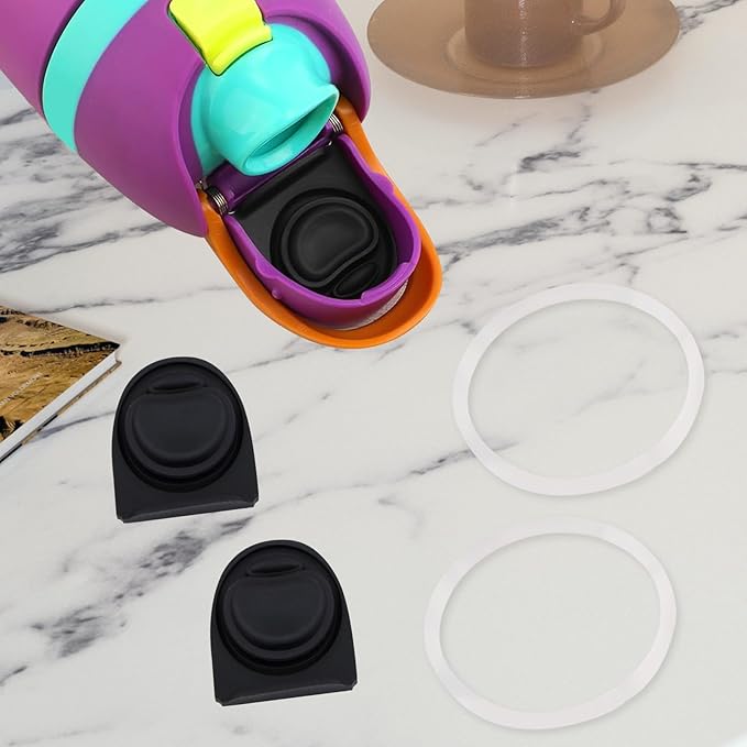 2 Sets Replacement Stopper and O Ring Gasket Compatible with Owala FreeSip 24oz 32oz,Water Bottle Lid Insert Cap Rubber Seal Parts for Owala 16/19/24/32/40oz Mouthpiece Accessories F6