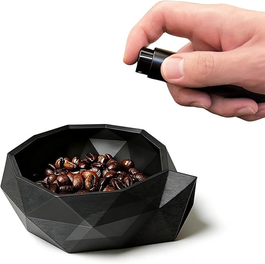 Coffee Bean Dosing Cup and Spray Bottle Set，3D Printed spresso Accessories Kit, 8ml Static Reducing Sprayer for Cafe, Home Use (Black)