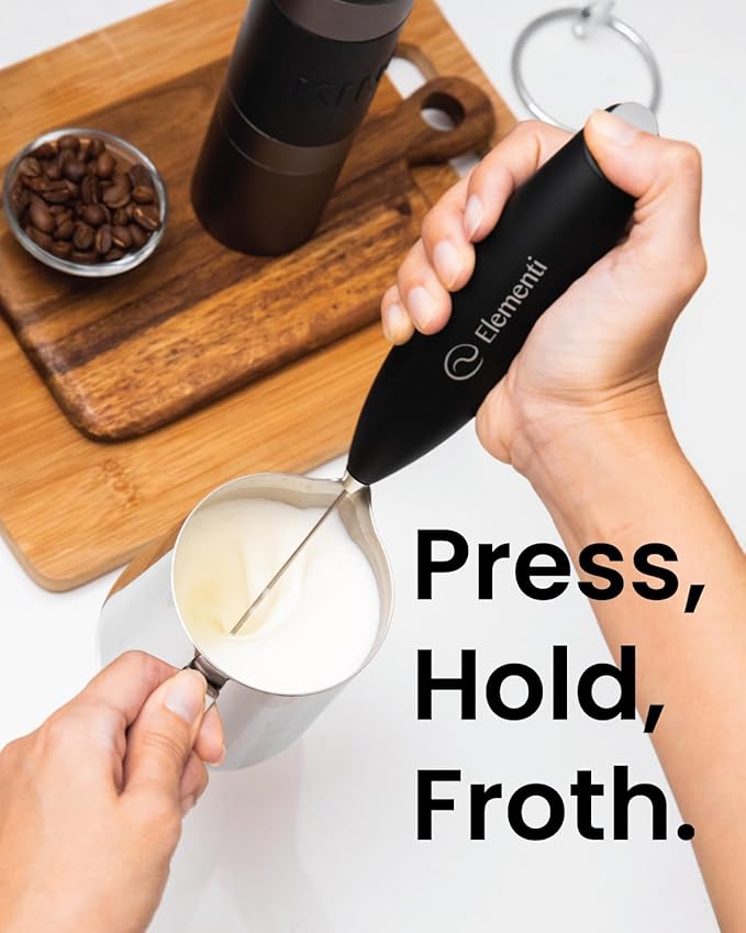 Elementi Frother Wand - Easy to Use Milk Frother & Handheld Electric Stirrer for Powder Drinks, Durable and Powerful Coffee & Protein Powder Mixer Wand (Pastel Blue)