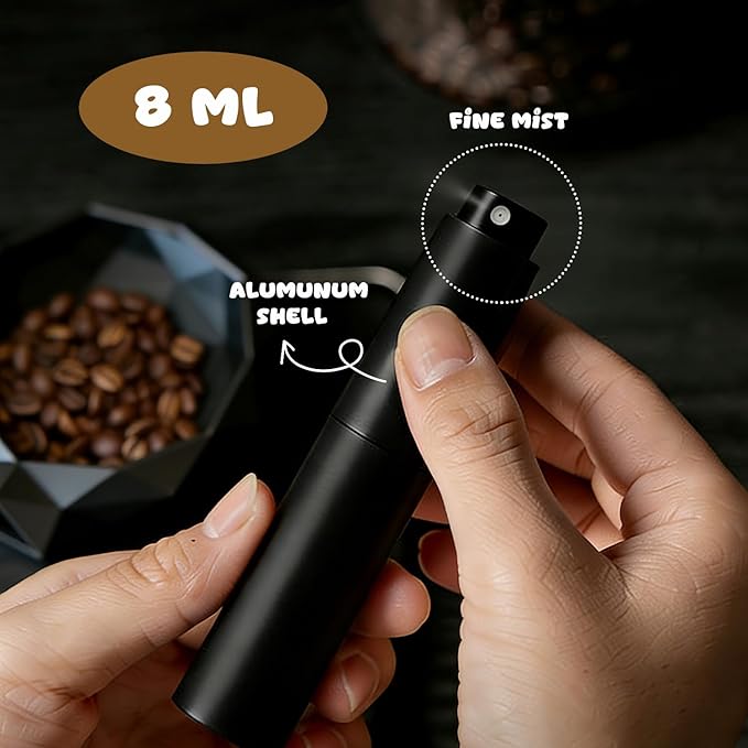 Coffee Bean Dosing Cup and Spray Bottle Set，3D Printed spresso Accessories Kit, 8ml Static Reducing Sprayer for Cafe, Home Use (Black)