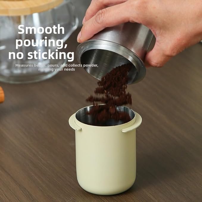 Startbuymore Espresso Coffee Dosing Cup 58mm Stainless Steel For Coffee Machines With Wide Mouth To Minimize Mess And Even Coffee Distribution(Retro color)