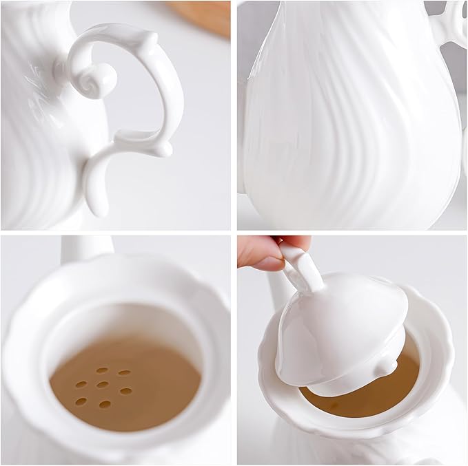 tea pot ceramic, Porcelain teapot with lid, 38.8 Oz for Tea, Milk, Coffee, Flower tea