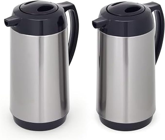 Copco Stainless Steel Insulated Carafes, Large Capacity Each For Serving, Set Of 2, 1 Quart, Silver