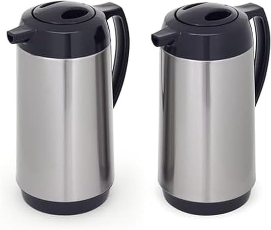 Copco Stainless Steel Insulated Carafes, Large Capacity Each For Serving, Set Of 2, 1 Quart, Silver