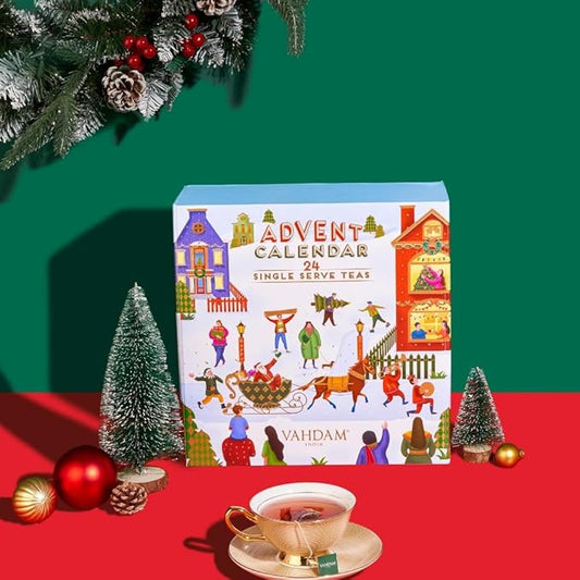 VAHDAM, Advent Calendar 2026 Tea Bags (240g/8.47oz) Limited Edition Holiday Gift Box - 24 Flavors, 5 Each | Christmas Advent Calendar 2026 for Adults | Advent Calendar 2026 Adult Women and Men
