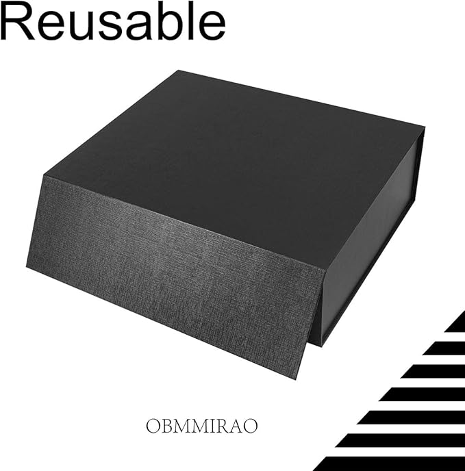Upgrade 3PCS Black Hard Extra Large Gift Box with Lid,16.5 x13 x5.3 Inch, Magnetic Gift Boxes for Clothes Robe Wedding Dress Sweater and Gifts,Reusable Foldable Bridesmaid Proposal Box