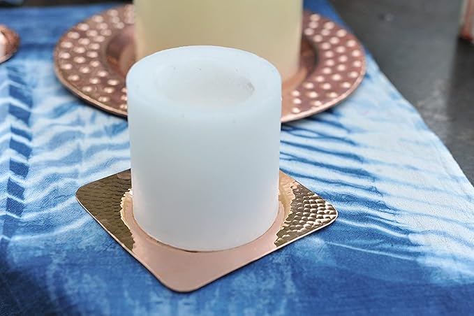 Sertodo Copper, Square Napa Cup Coaster, Hand Hammered 100% Pure Copper, 4.5 inch square, Set of 4
