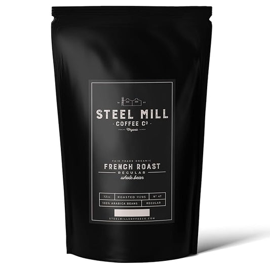 Steel Mill Coffee Co. Fair Trade Organic French Roast Flavored Coffee | 2 LB/Ground/Regular | ORIGIN: Grown in Colombia
