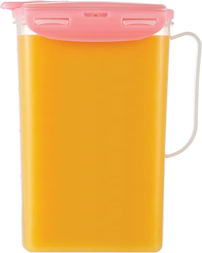 LocknLock Aqua Fridge Door Water Jug with Handle BPA Free Plastic Pitcher with Flip Top Lid Perfect for Making Teas and Juices, 2 Quarts, Pink