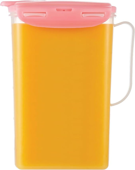 LocknLock Aqua Fridge Door Water Jug with Handle BPA Free Plastic Pitcher with Flip Top Lid Perfect for Making Teas and Juices, 2 Quarts, Pink