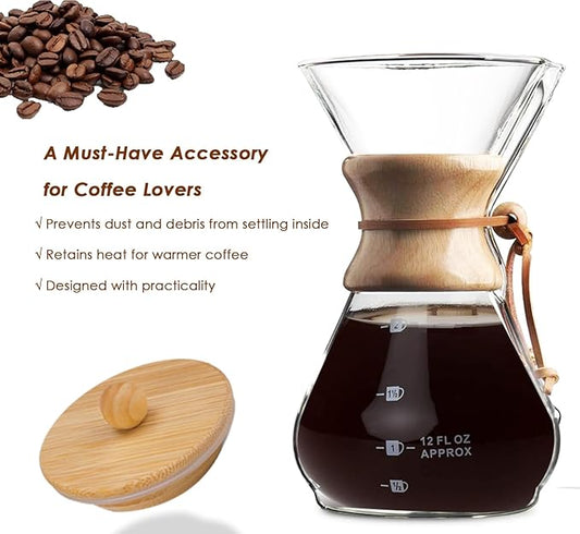 Bamboo Lid for Chemex Coffee Makers 3/6/8/10 Cup, Innovative Design, Made of Natural Bamboo