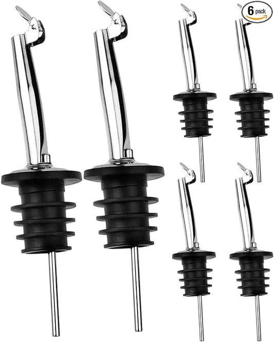 Pafusen 6 Pack Oil Spout with Flip Top, Olive Oil Dispenser Spout,Liquor Bottle Pourer Spouts for About 3/4" Bottle Mouth