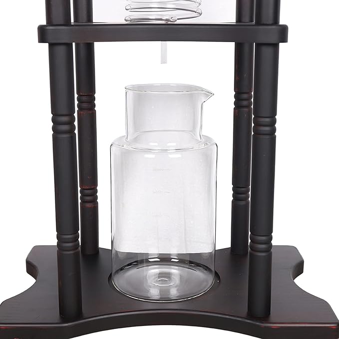 PSUFURV Cold Brew Coffee Maker, Ice Drip Coffee Maker for Coffees Shop in Wood and Hand-Blown Ice Tea Makers Slow Drip Coffees Makers with Slow Drip Technology
