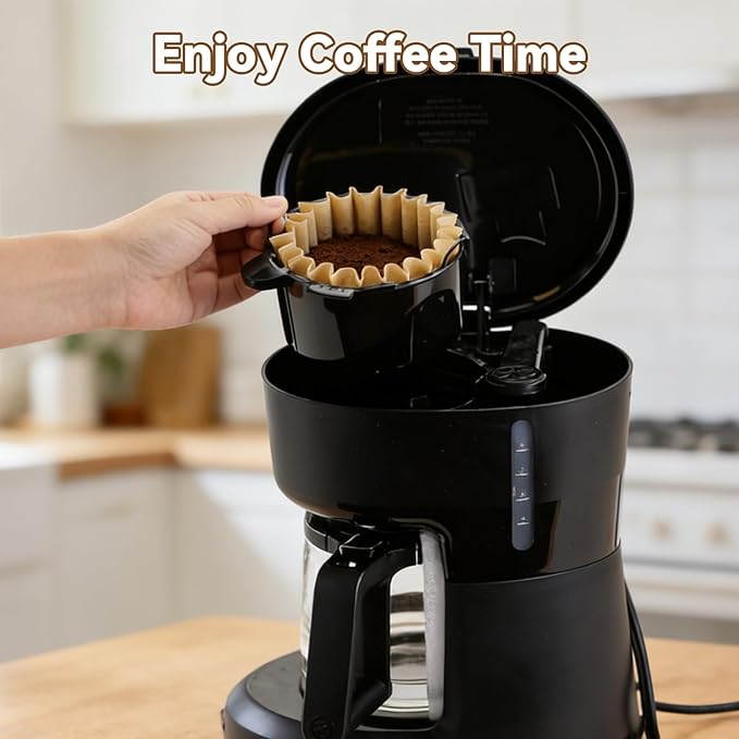 Paper Filters for Coffee Makers 5 Cup, 300 Pcs Disposable Unbleached Basket Filter Paper Compatible with Mr Coffee Maker Black and Decker