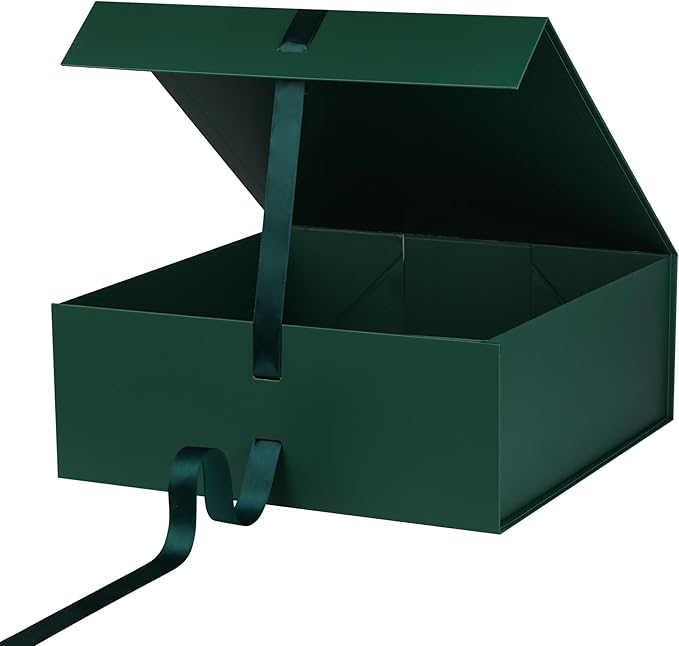 OEMVALATY Green Gift Box,18x18x6 Inches Gift Boxes with Lids for Presents with Magnetic Closure and Ribbon for Wedding,Storage,Birthday(3-Pack)