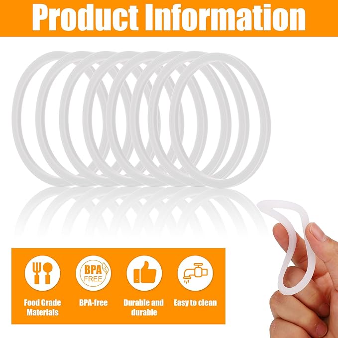 8pcs Water Bottle Sealing Ring Replacement for Owala FreeSip, Silicone Lid Seal O Ring Lid Gasket Replacement Mouth Cap Part Bottle Accessories for Owala Water Bottles 24/25/32/40 oz (White)