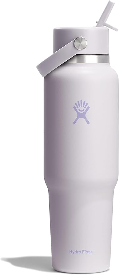 Hydro Flask Travel Water Bottle - Insulated Stainless Steel - Wide Straw Lid, Non Spill, Leakproof in 40 Oz Cloud Pink