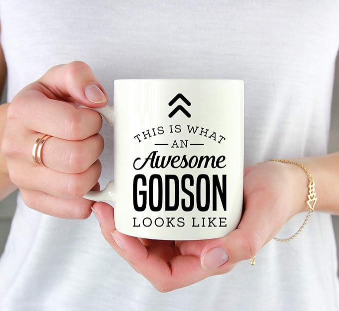 Andaz Press 11oz. Ceramic Coffee Tea Mug, This is What an Awesome Godson Looks Like, 1-Pack, Birthday Ideas Coworker Him Her, Includes Gift Box