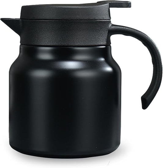 27 oz Single Stainless Steel Thermal Coffee Carafe, Double Wall Vacuum Insulated Creamer Container, Beverage Dispenser for Milk and Hot Chocolate, Tea Pot. (Black)