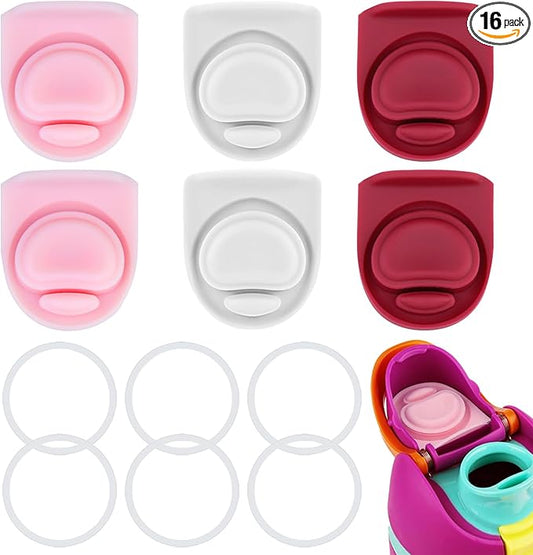 6pcs Water Bottle Seal Circle and 6pcs Replacement Stopper, Silicone Circle Lid Gasket Parts for Owala Free Sip 19oz 24oz 32oz 40oz, Cap Mouth Leak Proof Stopper Silicone Gasket Accessories