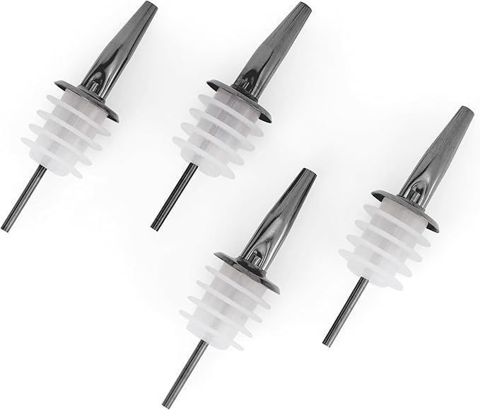 Molimoli Pour Spout Made of Stainless Steel with Automatic Anti-Oxidation Mechanism, Bottle Pourers for Alcohol and Liquor, Olive Oil Dispenser Spout, Wine Pourer Spout,Pack of 4,Black