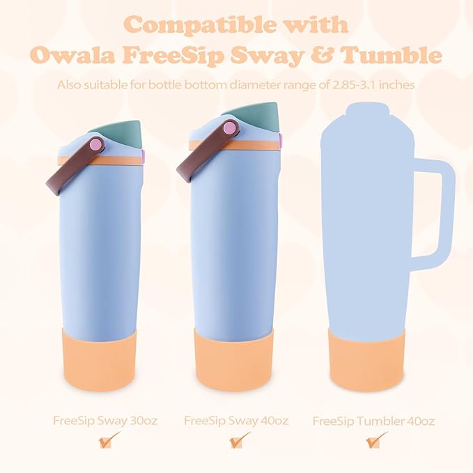 Silicone Boot for Owala 30oz & 40oz FreeSip Sway Bottles & Tumblers - Non-Slip, Scratch-Resistant, Stability Enhancer, Available in 12 Colors (Opal Dream Peach)