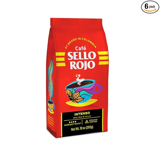 Sello Rojo Intenso Darkest Roast Ground Coffee, 10 oz (Pack of 6)