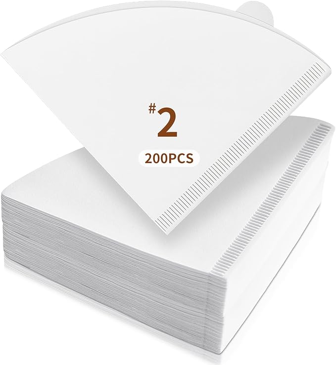 DTFMZOV 200 Count Cone Coffee Filters, Coffee Filters #2 Disposable, V60 Cone Paper Filter for Pour Over and Drip Coffee Maker, Suitable for Home Coffee Shop (White，2-4 Cup)