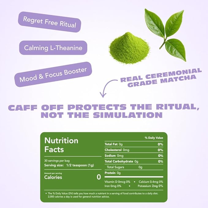 Decaf Matcha Green Tea Powder From Japan - 15 Sticks (2 g each / 30 g total) - Ceremonial Grade - Naturally Decaffeinated Using No Chemicals - Tested For Heavy Metals & Pestacides - First Harvest & Shade Grown Caffeine Free Matcha Powder