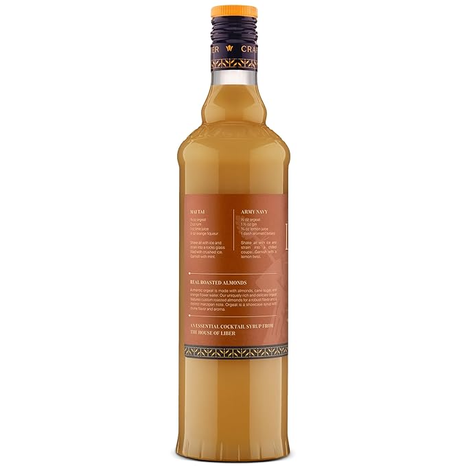 Liber & Co. Almond Orgeat Syrup - Made with California Almonds & Orange Blossom Water - Makes 50 Drinks - Essential for Authentic Mai Tais, Tiki Drinks, and Coffee (25.4 oz)