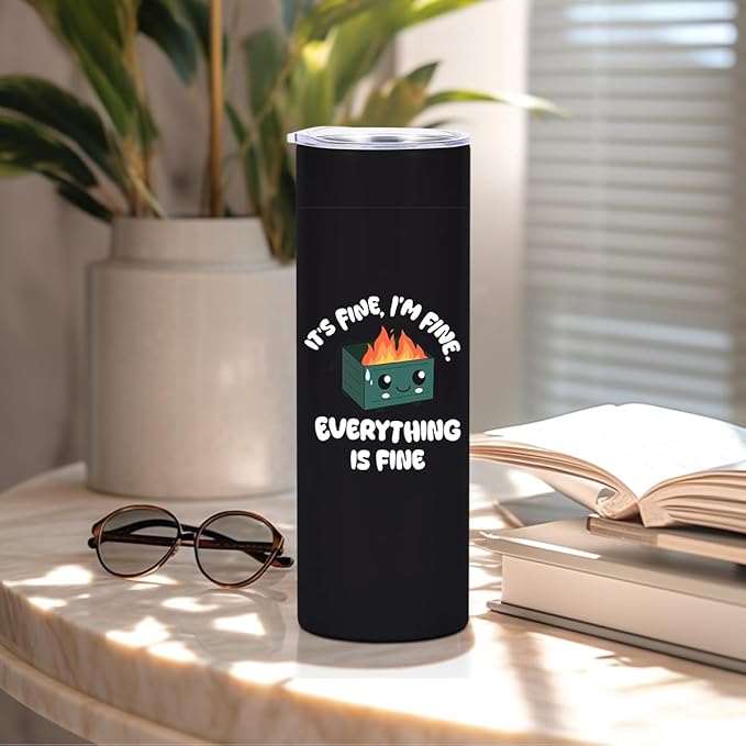 20 Oz Skinny Straight Tumbler, Funny Office Gifts, Office Gag Gifts, Insulated Tumbler Stainless Steel Tumblers, Coffee Cups with Lids Thermal Cups, Funny Coworker Gift for Women Men, Black
